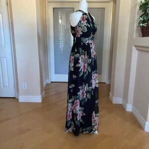INC International Concepts Black and Pink Floral Maxi Dress